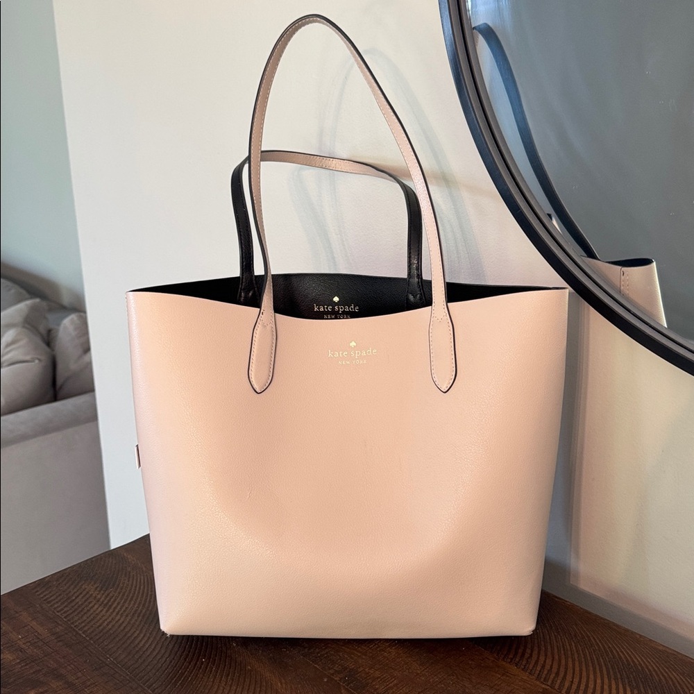 Kate Spade Blush Pink/ Black Reversible Leather Tote